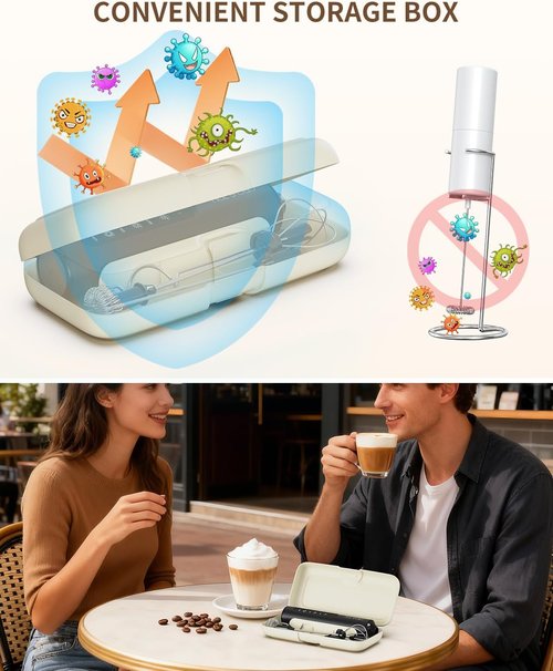 CIRCLE JOY Rechargeable Handheld Milk Frother - 3 Speeds, 3 Whisks & Stand | Perfect for Lattes, Cappuccinos & More