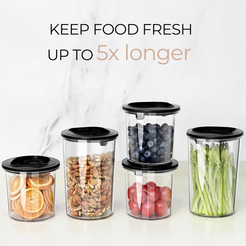 Auto Electric Vacuum Sealer Container Sets - 1L+1.5L+2L Airtight Containers for Food & Coffee. Pressure Monitoring with Pump, BPA-Free, Keep Fresh for 1 Year. Smellproof&Shatterproof Food Storage Sets