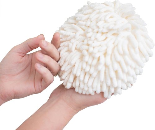 JJ KENT Fluffy Puffins Microfiber Hand Towels - Set of 3 Soft Towels with Wall Hook for Easy Drying