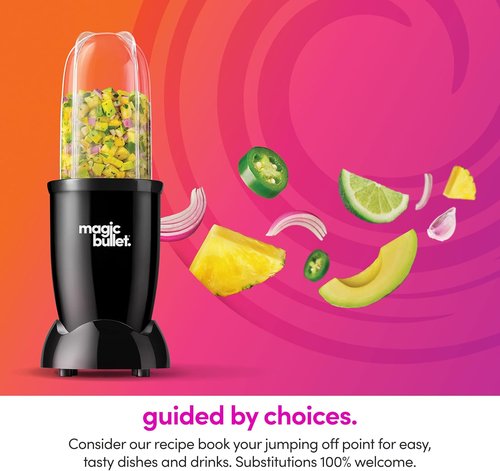 Magic Bullet® Blender Set - 7-Piece 250W Compact Blender & Food Processor for Smoothies & Sauces - Silver