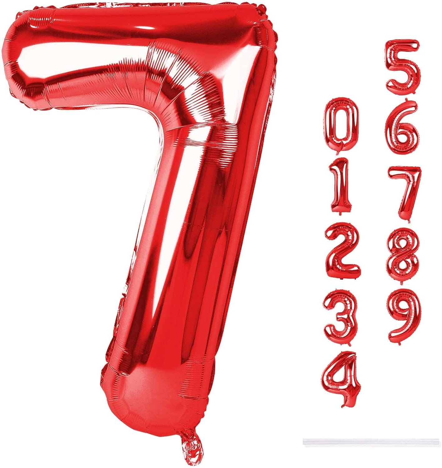 Skiennix 40-Inch Red Number 7 Balloon - Large Self-Inflating Foil Birthday Decoration for Parties