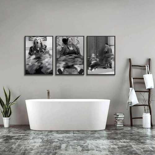**Laylwhq Vintage Dumb and Dumber Movie Wall Art - Funny Black and White Bathroom Prints | Unframed 12x16in**