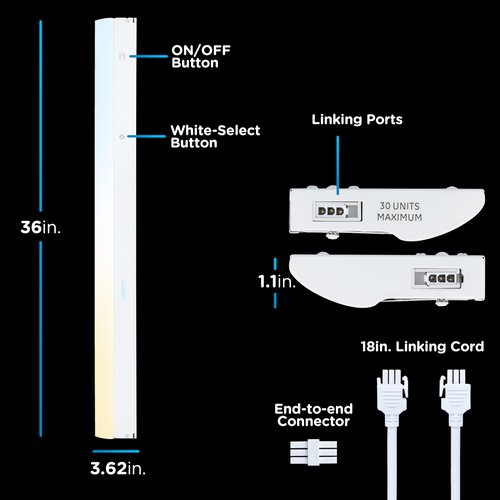 Enbrighten 36 inch Hardwired Under Cabinet Lights, 2385 Lumens, Five White Settings from (2700K-6500K), Full Range Dimmable, Under Counter Light, Linkable Under Counter Lights for Kitchen 82923-T1