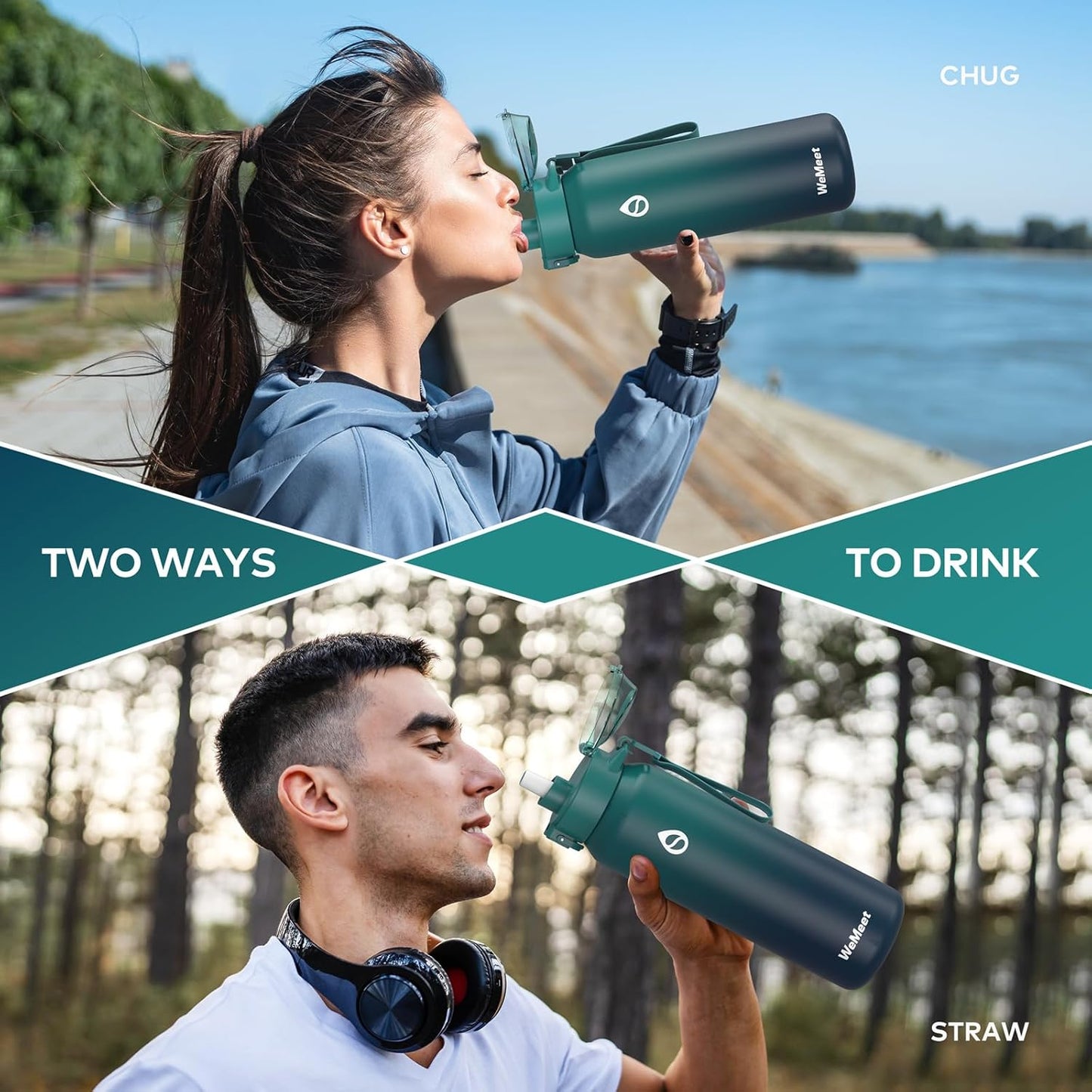Skiennix 32oz Insulated Water Bottle - BPA-Free, Leak Proof, Removable Straw & Spout Lid | Perfect for Sports & Gym