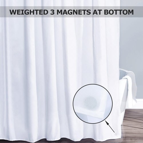 MhhYLL White Fabric Shower Curtain,Hotel Quality Shower Curtain Liner,Heavy Duty Cloth 12 G,Water Repellent Shower Liner,Machine Washable 66 x 72 Inches