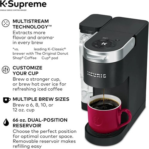 Keurig K-Supreme Single Serve Coffee Maker - MultiStream Technology & Strong Brew | 66 oz Reservoir