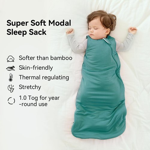 BubblePanda Modal Sleep Sack 6-12 Months 1.0 Tog Super Soft Toddler Sleep Sack for Babies 2-Way Zipper Baby Wearable Blanket