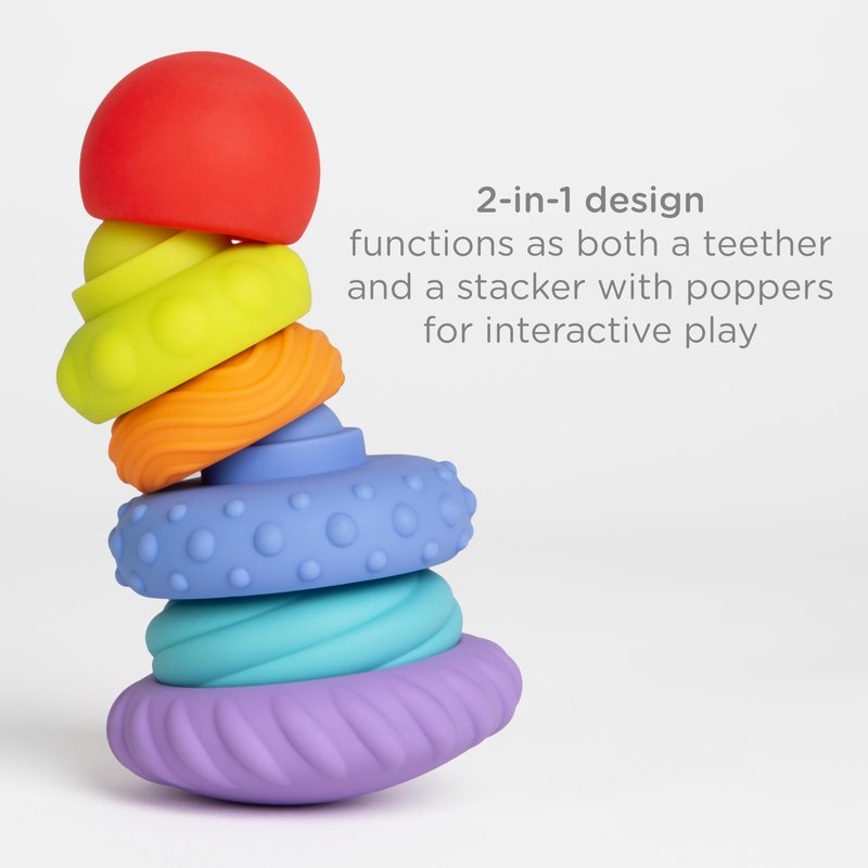 Ubbi Baby Teether Totter, Multi-Textured Food-Grade Silicone Teething Toy, 6 Piece Set, Early Development Toy
