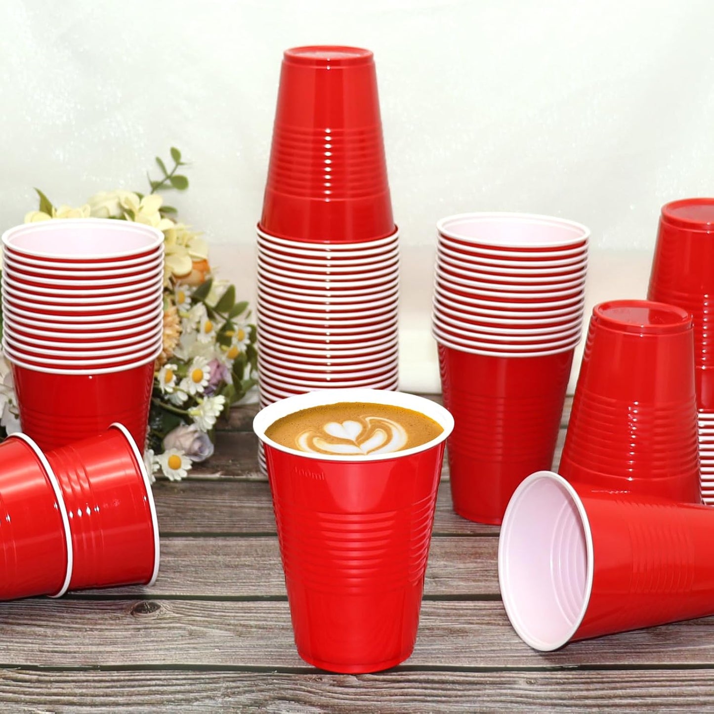 Red Plastic Cups - 16 oz Disposable Party Cups for Birthdays, Picnics & Easter | 100 Count