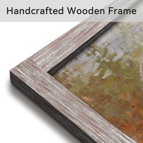 Bear Framed Wall Art Picture: Large Wild Animal Artwork Woodland Wildlife Prints Rustic Wood Painting for Farmhouse Lodge Cabin Decor