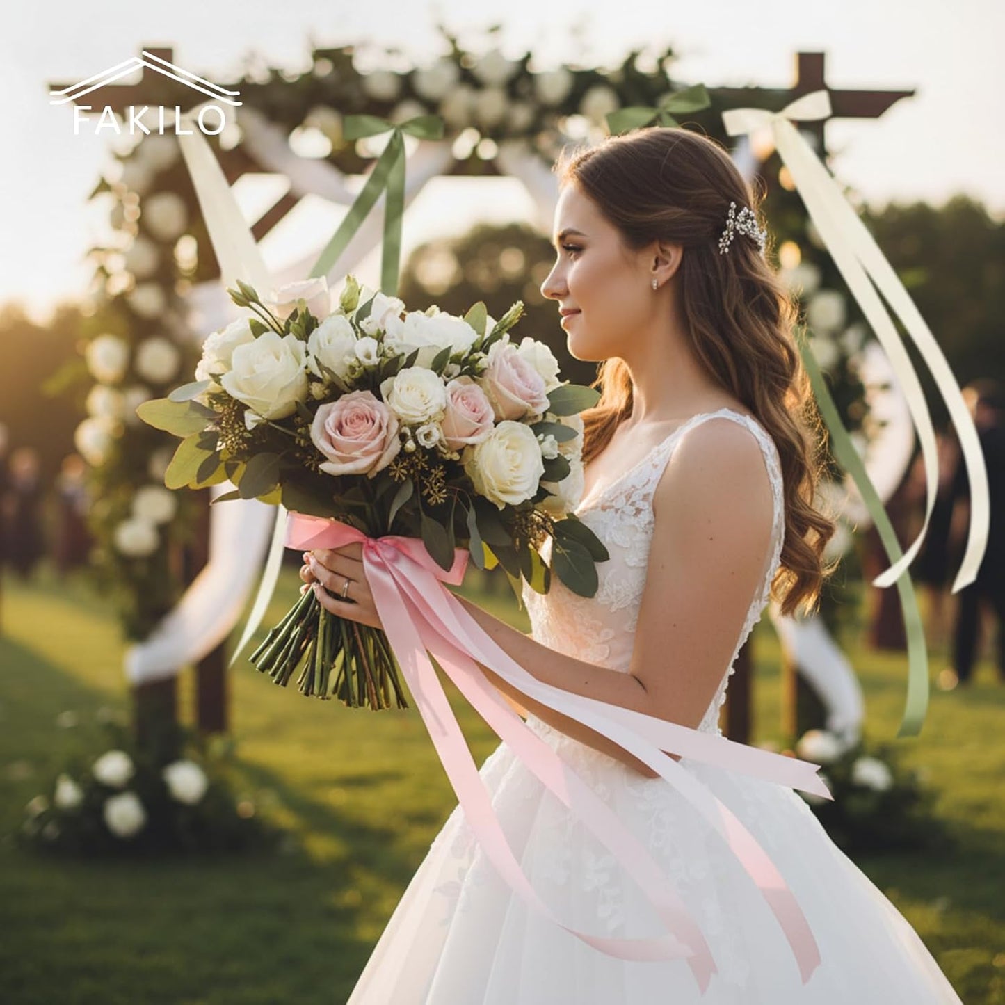 Regine Switzerland Wedding Bows - Elegant Satin Chair Decorations | 24 Ivory White Ribbons