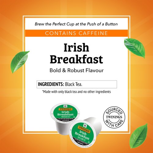 Twinings Irish Breakfast Black Tea 72 K-Cup Pods for Keurig, 12 Count (Pack of 6), Robust, Strong, Bold Flavour, Caffeinated, Enjoy Hot or Iced