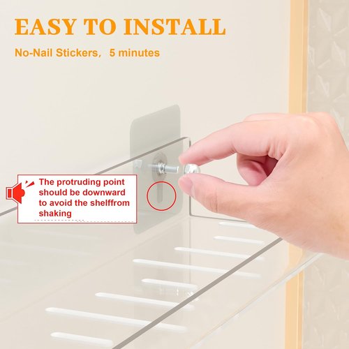 LAZYROSY Floating Shelves - Clear Acrylic Wall-Mounted Storage | No Drill Adhesive for Bathroom & Bedroom