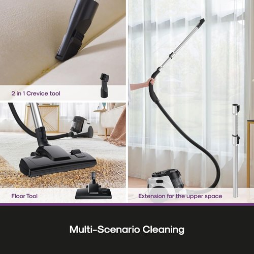 Eureka Bagless Canister Vacuum Cleaner - 1100W High Power for Carpets & Hard Floors | HEPA Filter & Tools Included