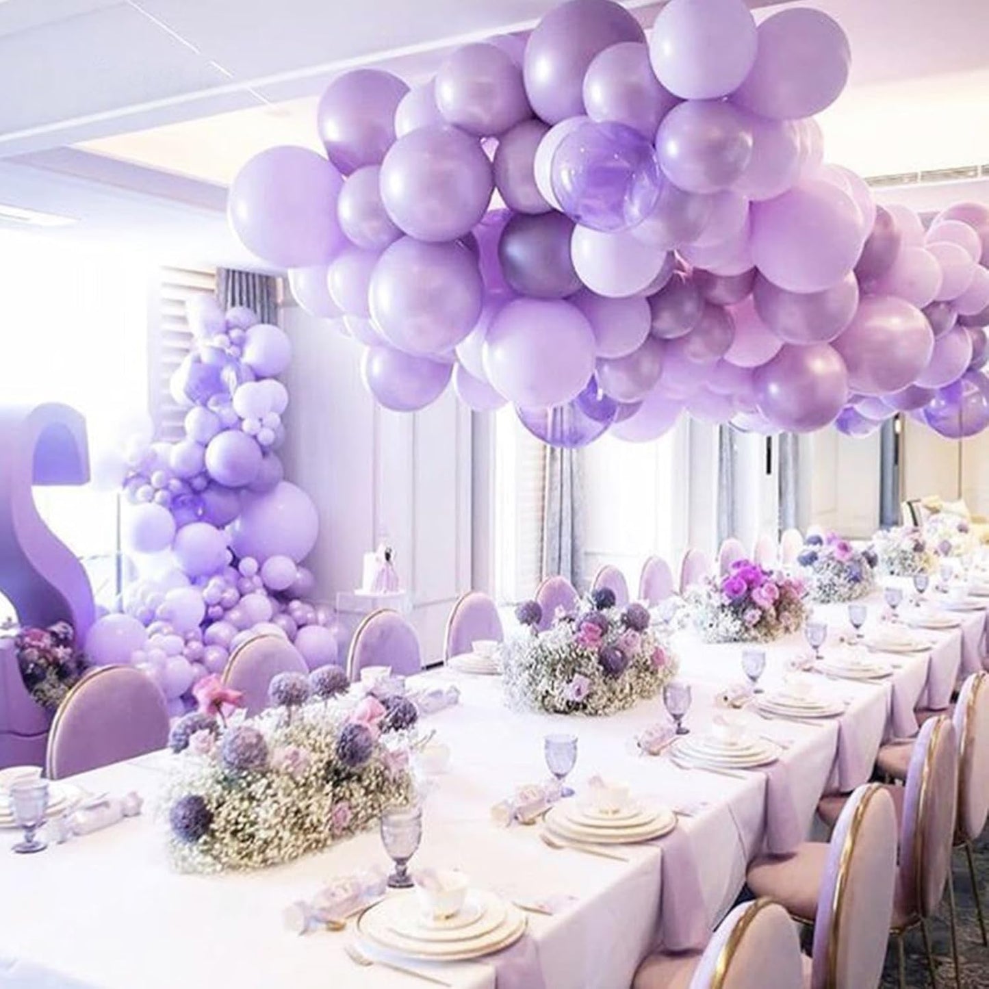 PartyWoo Pearl Lavender Balloons - 100pcs 5-Inch Light Pastel Purple Latex Helium Balloons for Bachelorette & Birthday Parties