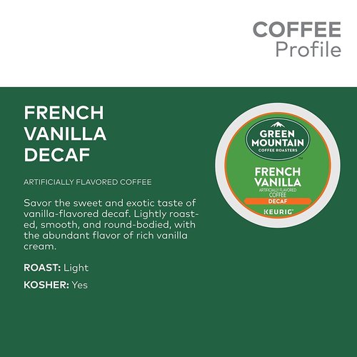 Keurig Green Mountain French Vanilla Decaf Coffee K-Cup Packs - 48 Count for Rich Flavor