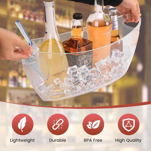 2-Pack Clear Ice Bucket Set – Beverage Tub & Champagne Bucket,Perfect for Mimosa Bar Supplies,Ice Buckets for Parties,and Events