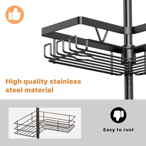 KEGII Corner Shower Organizer - 6-Tier Tension Pole Caddy | Waterproof & Rustproof, Adjustable 25-114.2 Inch