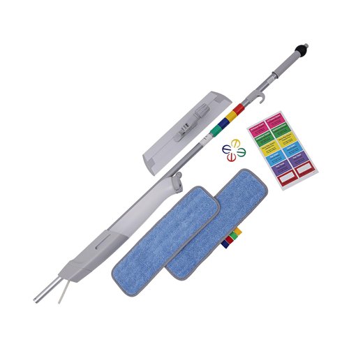 Boardwalk BWKBWMS16MFM 59 in. Bucketless Microfiber Mop System Kit, Gray, Plastic