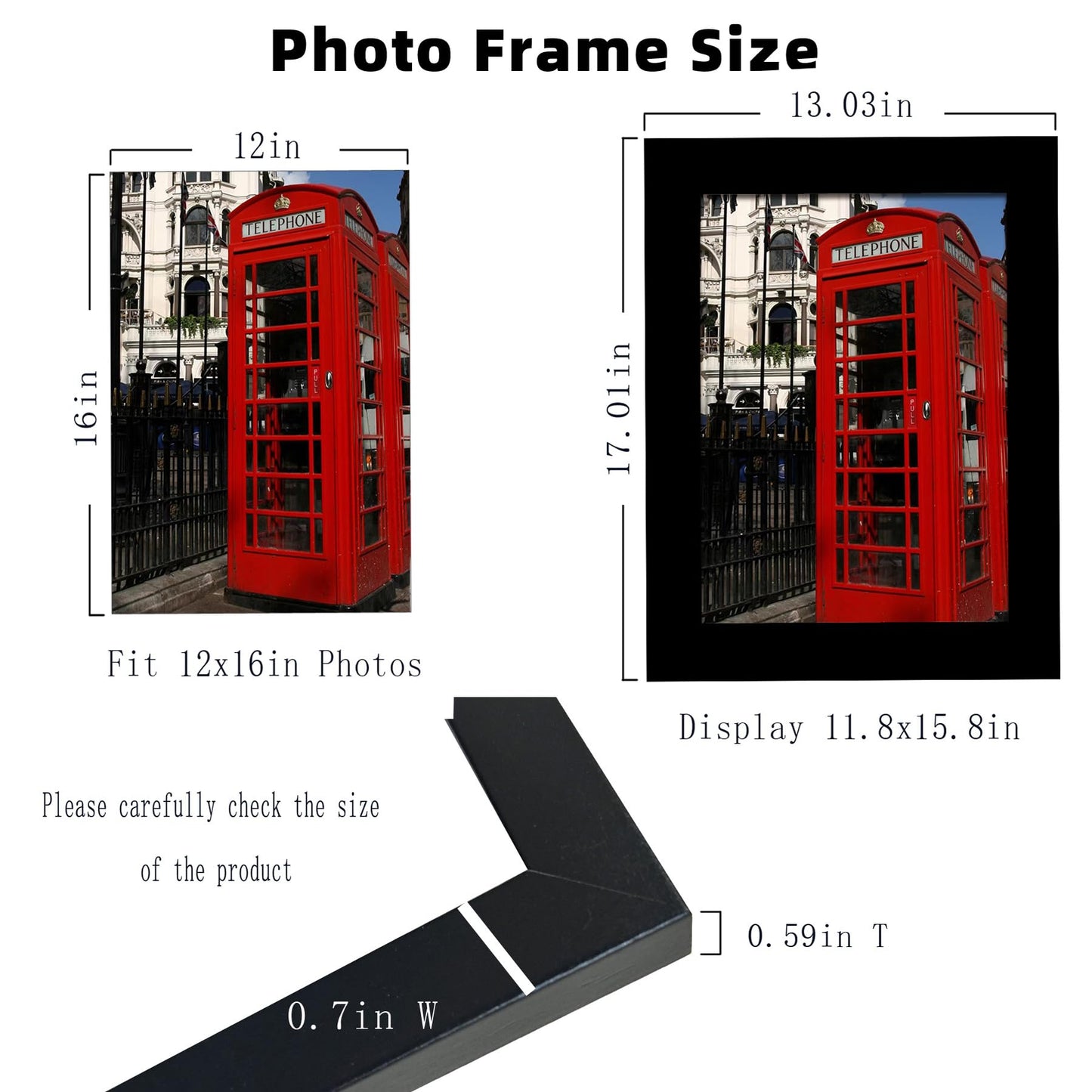 SESEAT 12x16 Picture Frame Set of 10, Display Pictures 12x16 Prints Without Mat, Wall Mounting, Black