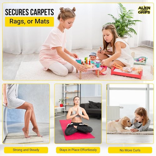 Alien Grip Carpet Tape - 20 Pcs Anti-Slip Double-Sided Rug Grippers for Hardwood & Tile Floors