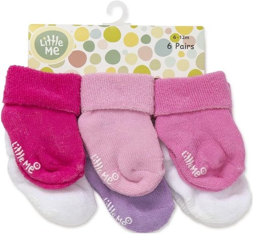 Little Me Baby Girls' Socks - 6 Pack Variety for Comfort and Style | Perfect for Everyday Wear