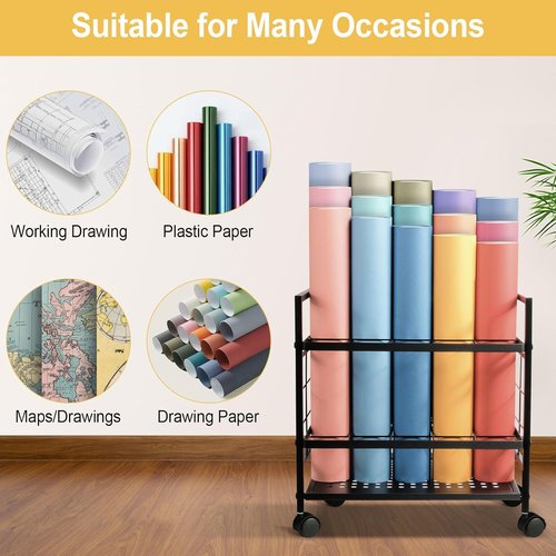 Blueprint Holder with Wheels - 20 Slot Blueprint Storage Rack for Home, Office & School