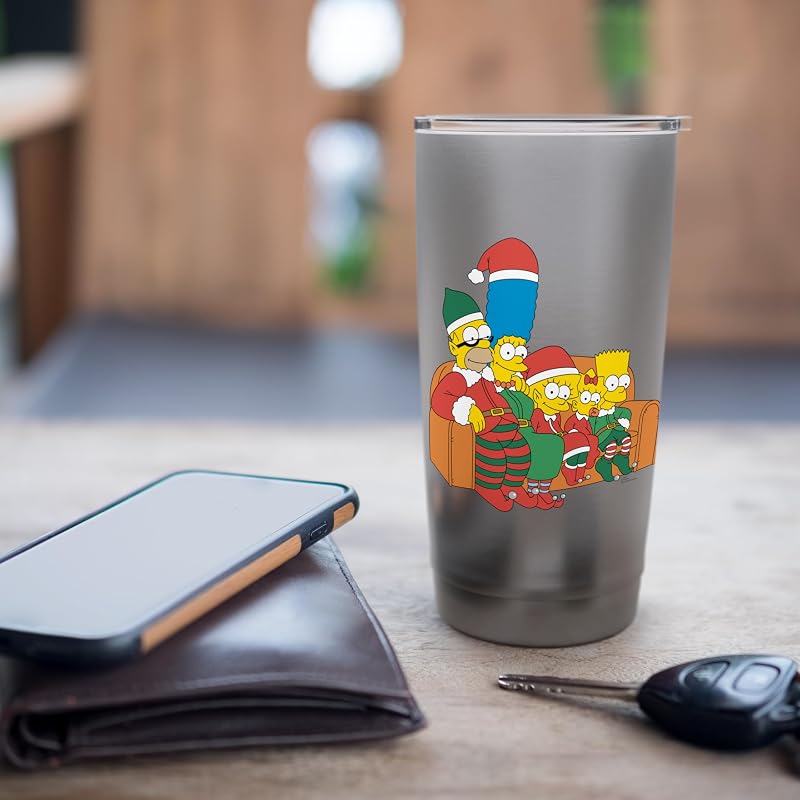 The Simpsons Holiday Elf Costume Tumbler, 20 oz Brushed Steel Insulated