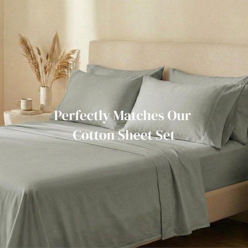 Beckham Hotel Collection Pillowcases Queen Size Set of 2, Cool Touch Cotton Sateen Fabric, 500TC, Silky Smooth & Soft, Open End, Aqua Gray