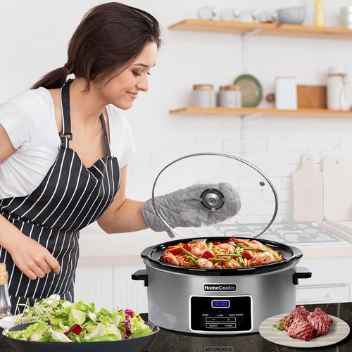 8-Quart Digital Programmable Slow Cooker - Perfect for Family Dinners | Serves 10+ People with Timer