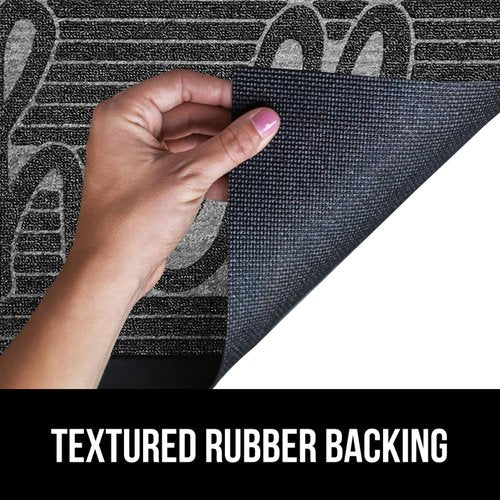 GORILLA GRIP 100% Waterproof All-Season WeatherMAX Doormat, US Designed Natural Rubber, Stain and Fade Resistant, Low Profile Indoor Outdoor Door Mats, Easy Clean Patio Mat, 29x17, Charcoal Hello