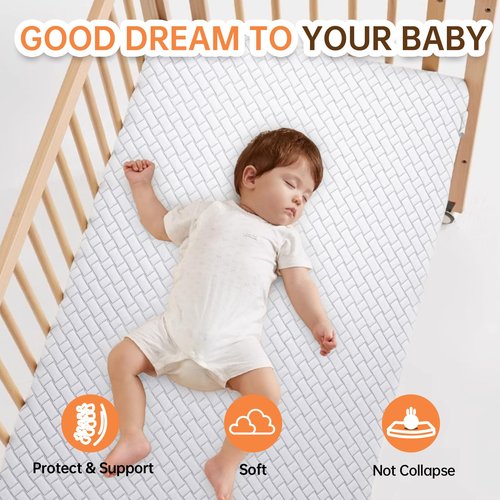 HREVAI Pack and Play Mattress,38"x26" High Resilience Dual Sided Memory Foam Pack N Play Mattress Pad for Baby,Mattress for Pack N Play with Breathable Removable Cover Non-Slip Bottom