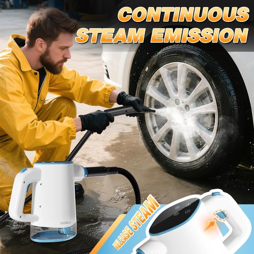 VGOBLO Handheld Steam Cleaner for Home, Pressurized 15s Instant Heat Steam Cleaner, 500ml Removable Water Tank & Self-Clean, Portable Multi-Surface Steamer for Cleaning, Kitchen, Bathroom, Car, Floor