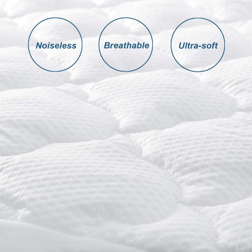 Queen Mattress Pad Thick Quilted Mattress Topper, Air Mattress Cover, Super Soft Breathable and Noiseless Down Alternative Fiber Extra Thick Mattress Pad with Deep Pocket Fits up to 23 Inch Mattress