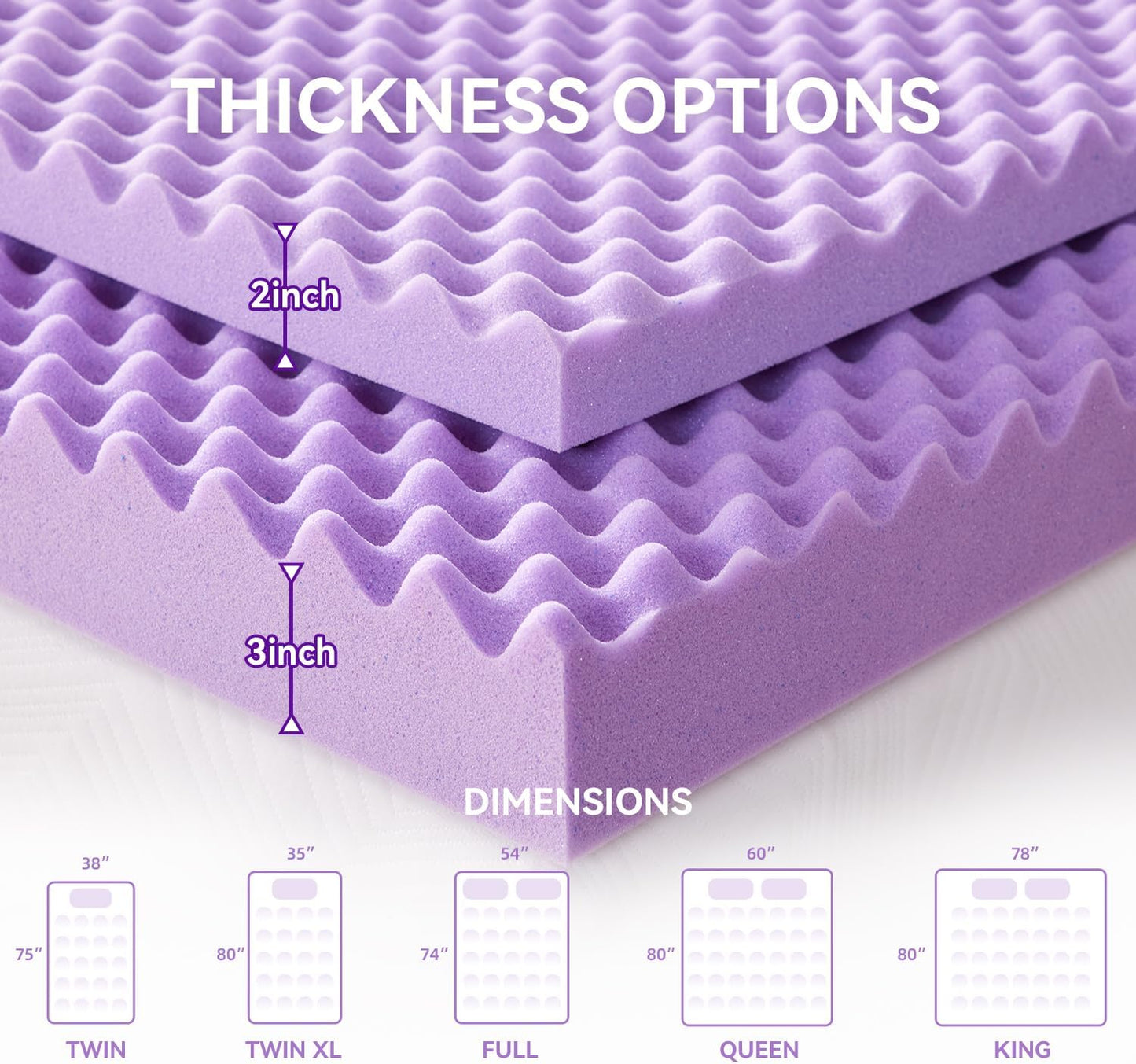 SINWEEK 2-Inch Egg Crate Memory Foam Mattress Topper - Twin Size, Soft Pad for Back Pain Relief