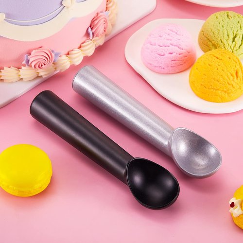 Gejoy 16 Pcs Ice Cream Scoop Set - 7 Inch Nonstick Aluminum Scooper for Gelato, Yogurt & Desserts | Black & Silver