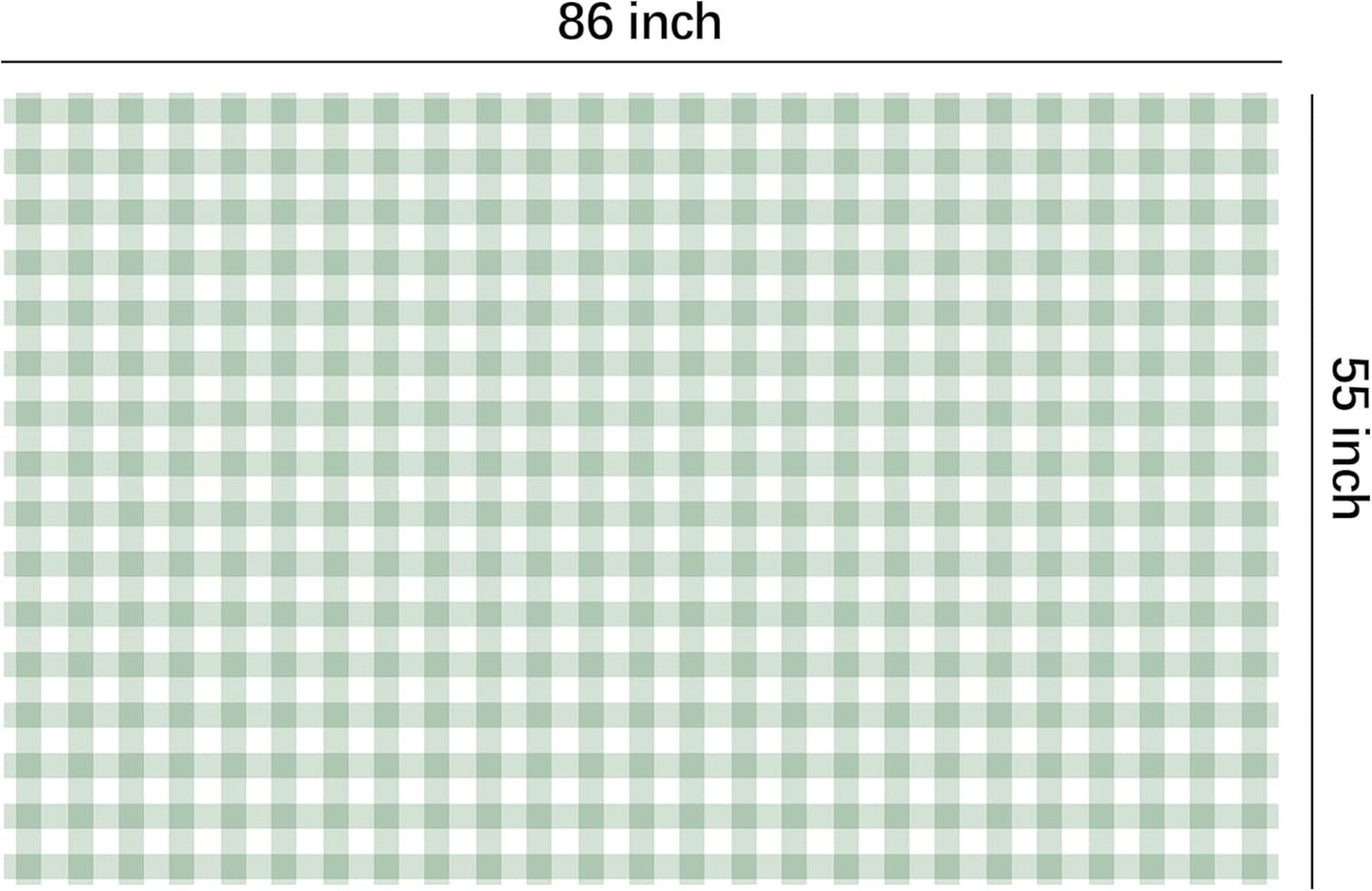Sage Green Gingham Tablecloths - 3 Pack Disposable Plaid Party Supplies | 55in x 86in for Events