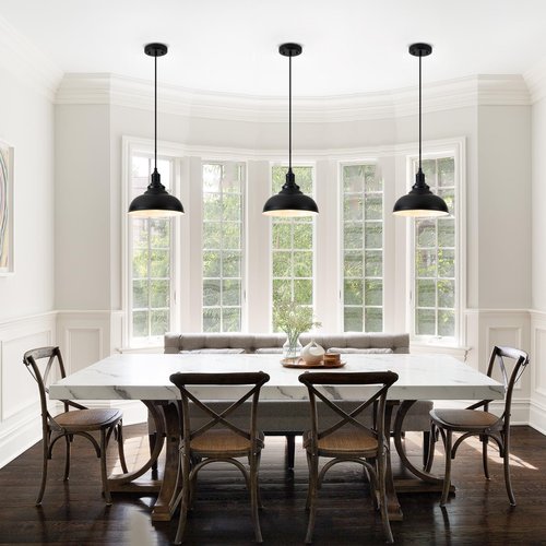 ALAISLYC 3-Pack Black Farmhouse Pendant Light Adjustable Pendant Lighting for Kitchen Island Industrial Hanging Barn Pendant Lights Over Island Sink Light Fixtures