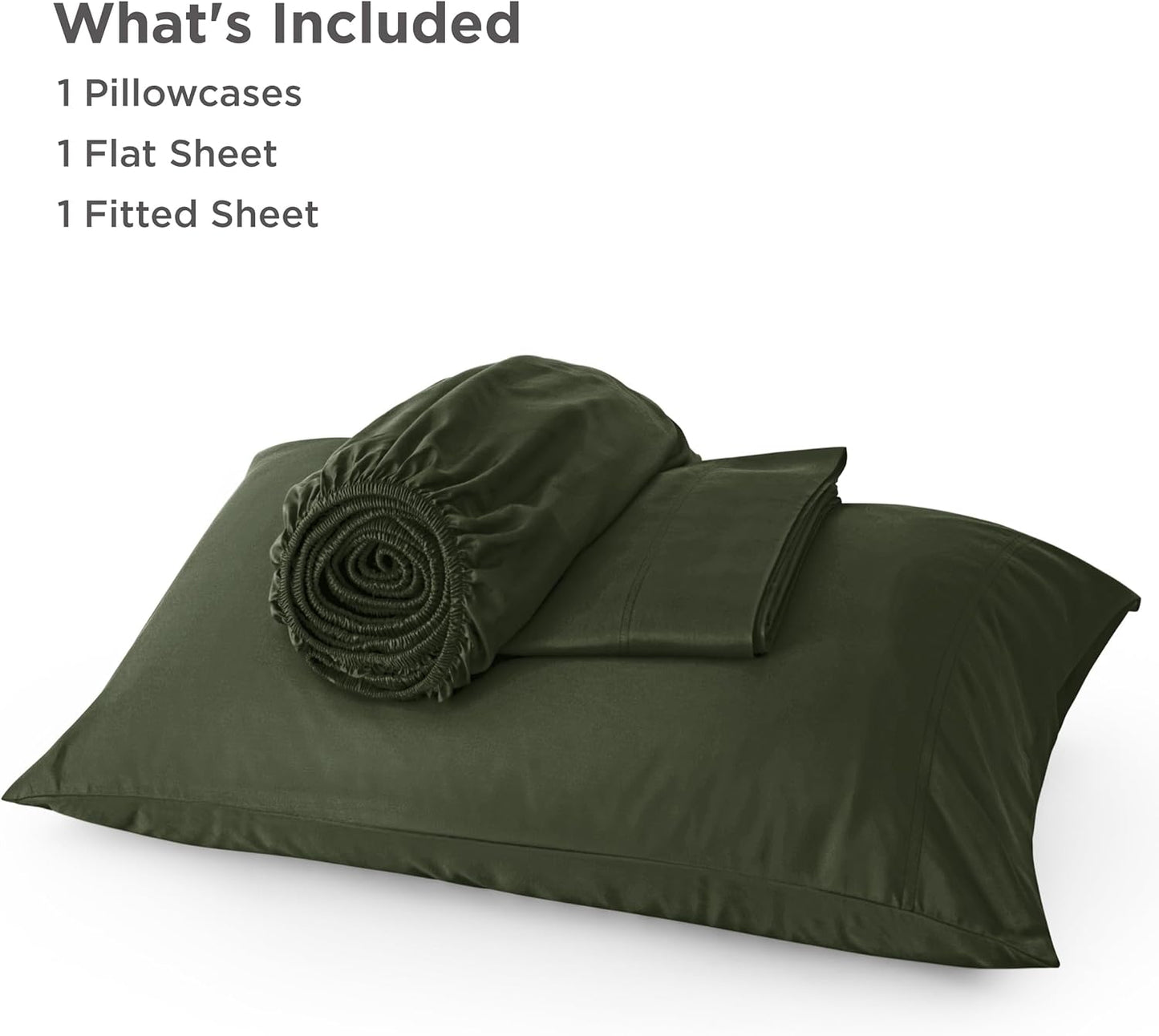 Bedsure Cooling Sheets - Twin XL Bamboo Rayon, Breathable & Soft Hotel Luxury Bedding | Olive Green
