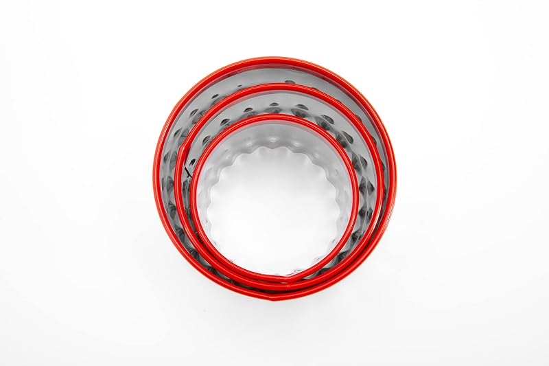Heavy-Duty Round Cookie Cutters Set - 2", 2.6" & 3" Stainless Steel with Red PVC Top