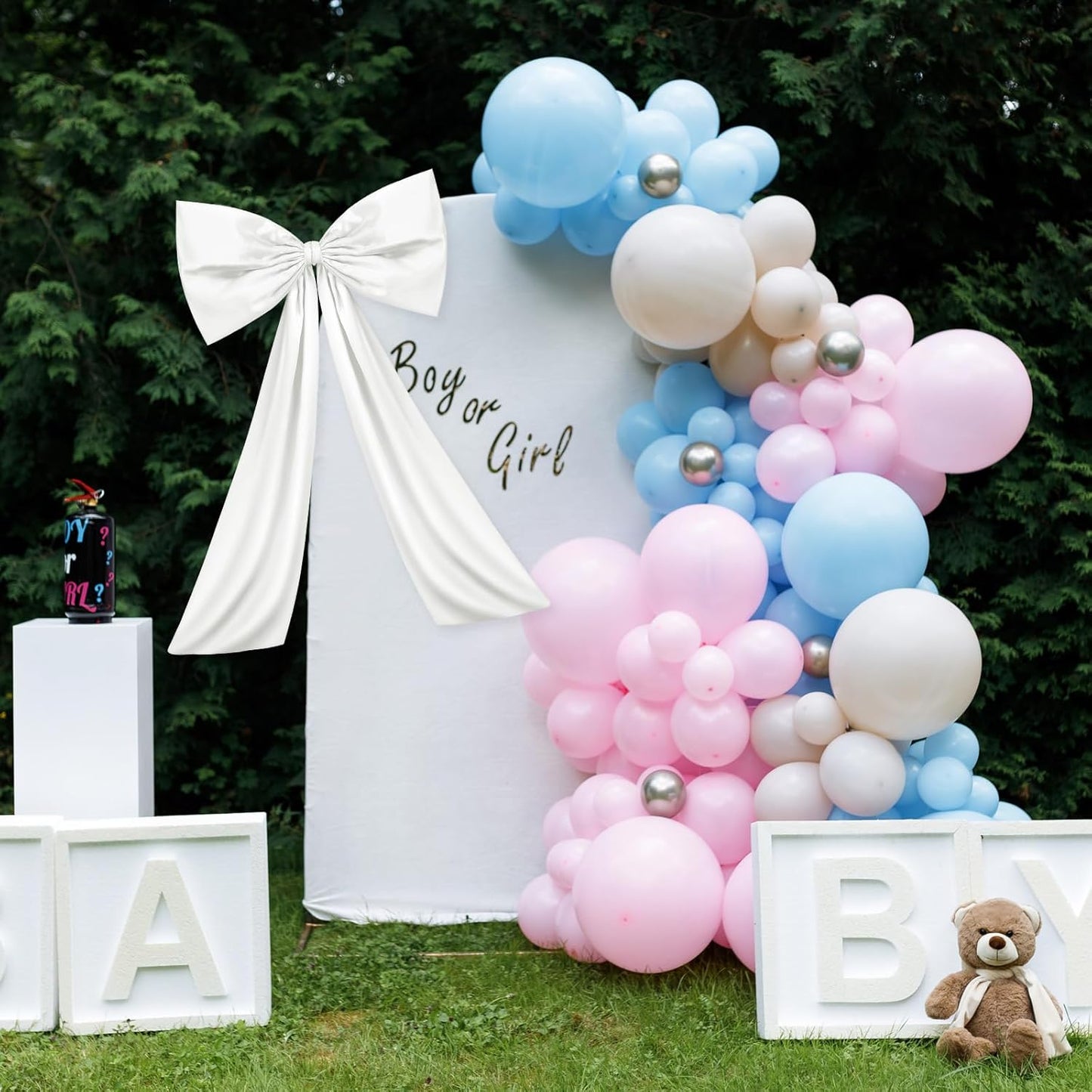 Wavwavw Large White Satin Bow Decor - Giant 24x36 Inch Ribbon Tie for Birthday & Wedding Decorations
