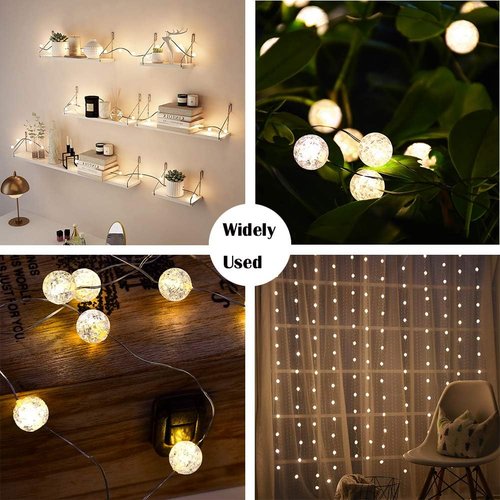 Grandhome Globe String Lights - 10ft 30 LED Crystal Ball Fairy Lights | Waterproof & Remote Control, Warm White