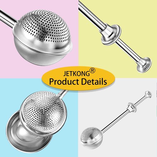 JETKONG Powdered Sugar Shaker - 18/8 Stainless Steel Duster for Flour, Sugar & Spices