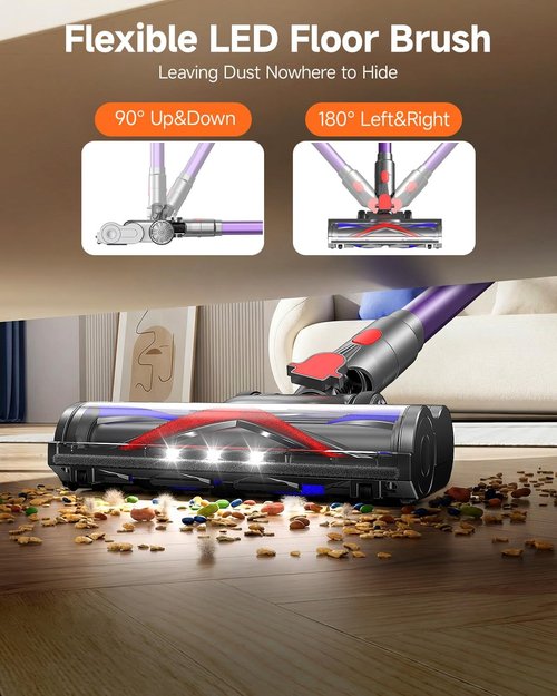 FEPPO Cordless Vacuum Cleaner - Powerful 70-Minute Runtime, Touch Screen, Self-Standing Design | Ideal for Hardwood Floors, Carpets, and Pet Hair