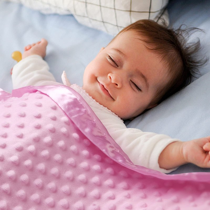 Pro Goleem Baby Soft Minky Dot Blanket with Silky Satin Backing Baby Gifts for Girls(Pink, 30’’ x 40’’)