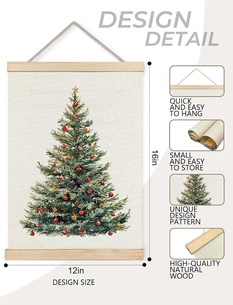 Foritho Color 03 Christmas Tree Wall Art Poster 12x16 Inch Framed Rustic Canvas