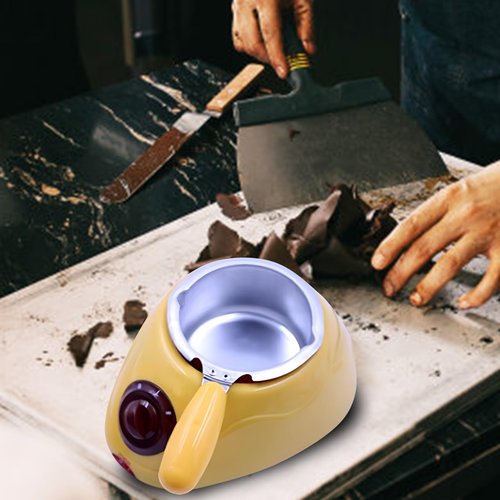 Chocolate Melting Pot, Mini Electric Melting Fondue Pot, Electric Chocolate Melting Set, Chocolate Fondue Fountain, Warmer Machine for Milk, Chocolate, Cheese, Butter, Candy (Yellow)