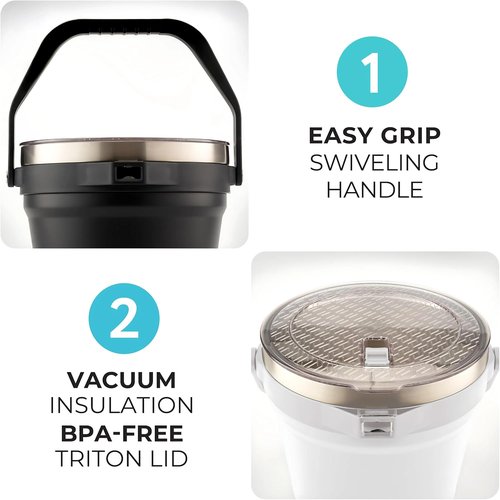 Large Insulated Ice Bucket with Lid – Stainless Steel Ice Bucket and Scoop – Ice Buckets for Parties, Bars – Ice Bucket with Lid and Scoop – Outdoor Ice Bucket, Champagne (Natural Stainless)