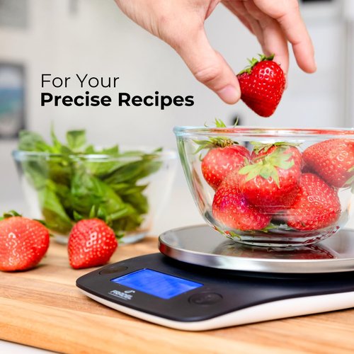 Fradel Digital Kitchen Food Scale - Accurate 0.1g Measurement in Grams & Ounces | 11lb Capacity, Round Design