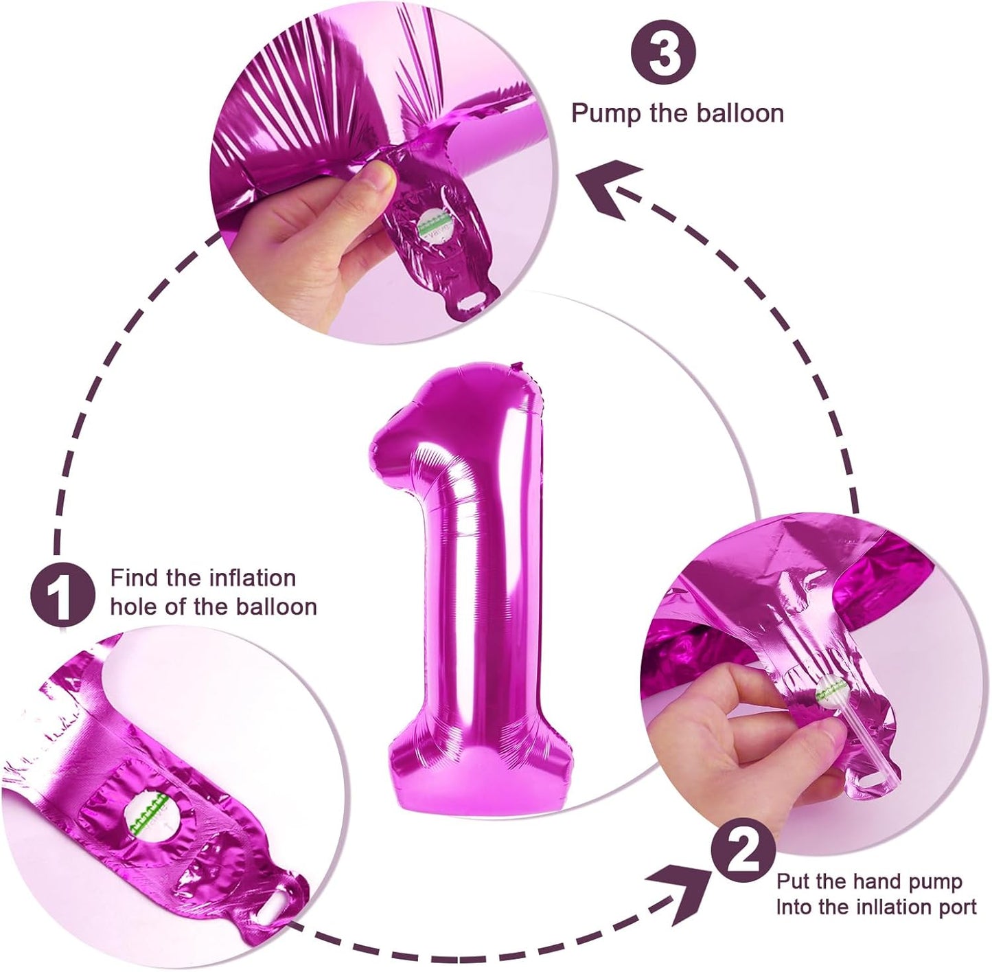 Skiennix 40-Inch Balloon Numbers - Big Rose Purple Balloons for 5th Birthday & Wedding Decor